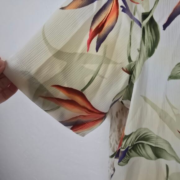 Alfred Dunner Bird Of Paridise Grannycore Tropical Hawaiian  Retro Button Top 12 - Picture 5 of 15